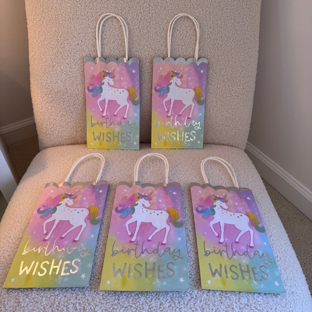 NWOT! Set of 5 Unicorn Birthday Gift Bags
